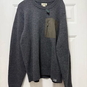 L.L. Bean Maine Guide Merino Wool Sweater Size Large Mens NWT Merino Wool Black